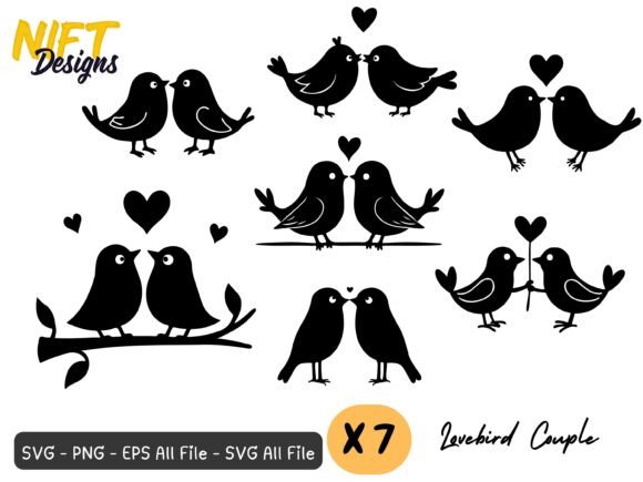 Romantic Lovebird Couple Silhouette SVG