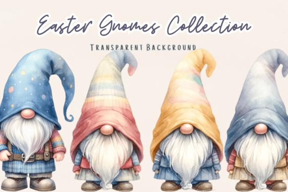 Watercolor Easter Gnomes Clipart