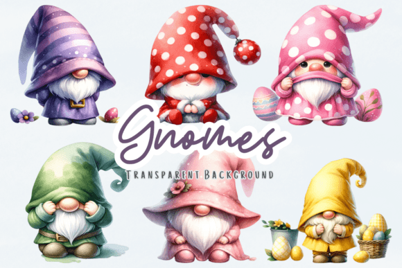 Watercolor Gnomes Clipart Easter Gnomes
