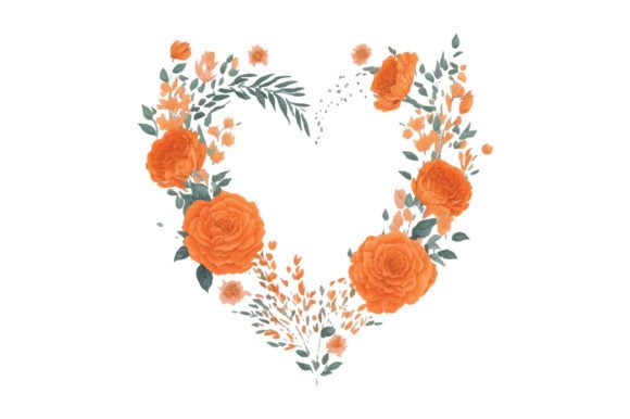 Wreath with Orange, Watercolor Love Flow